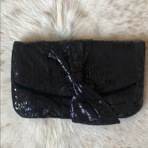 Nine West Black Snakeskin Embossed Clutch Bag